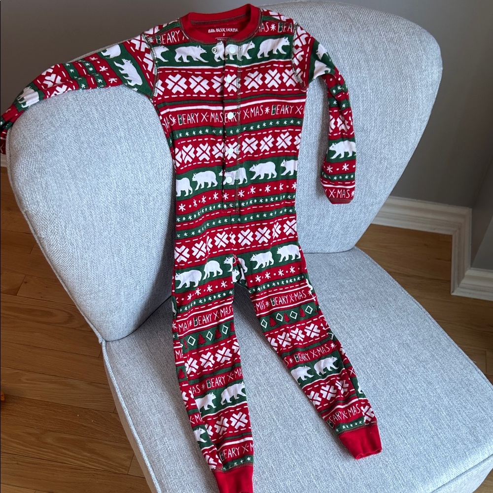 Little Blue House Kids Christmas Polar Bear One-Piece Pajamas (Size 2T)